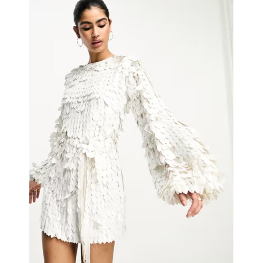 ASOS Cream Sequin/Paillette Mini Dress